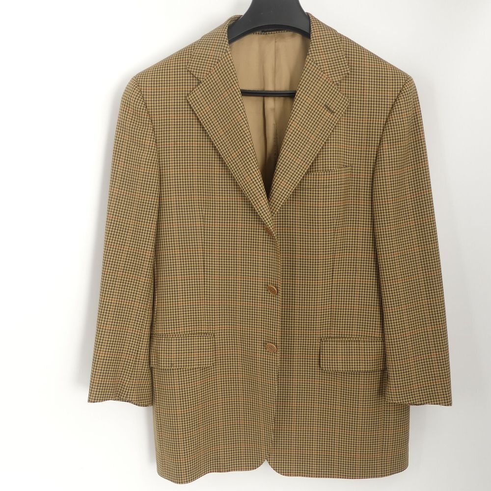 Faconnable Sport Coat Brown Houndstooth Wool Cashmere Made in Italy‎ 41R